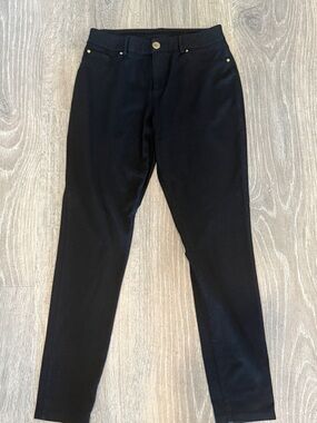 INC International Concepts Black Slim Stretch Women’s Pants with Gold Accents